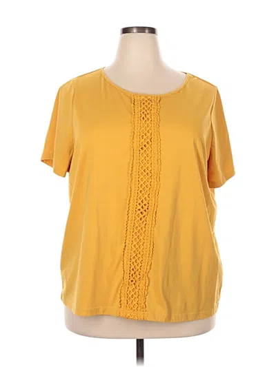 Pre-owned Emery Rose Short Sleeve Top Yellow Scoop Neck Tops