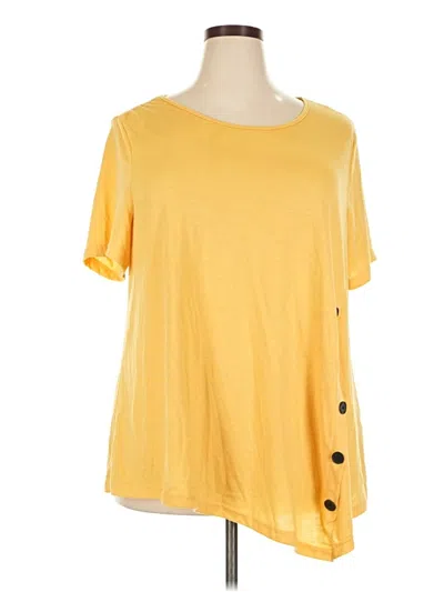 Pre-owned Emery Rose Short Sleeve Top Yellow Scoop Neck Tops