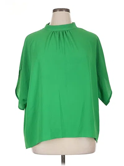 Pre-owned Emery Rose Short Sleeve Turtleneck In Green