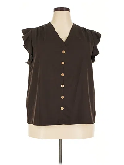 Pre-owned Emery Rose Sleeveless Button Down Shirt In Brown
