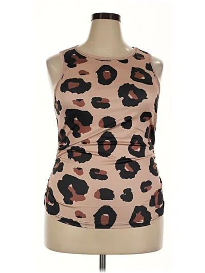Pre-owned Emery Rose Sleeveless Top Brown Halter Neckline Tops