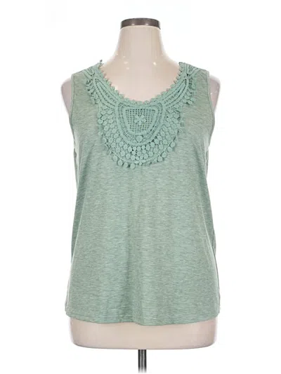 Emery Rose Sleeveless Top Green Keyhole Neckline Tops