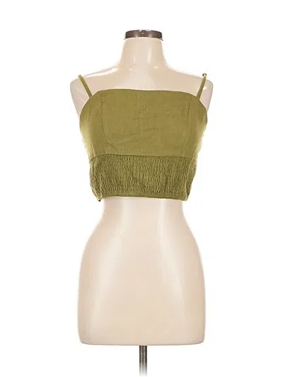 Pre-owned Emery Rose Sleeveless Top Green Solid Pattern Strapless Neckline Tops