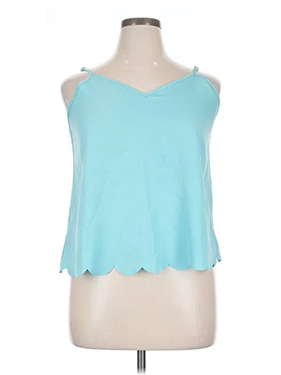 Pre-owned Emery Rose Sleeveless Top Teal Halter Neckline Tops In Blue