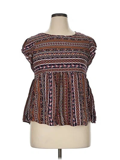 Pre-owned Emery Rose Tube Top Brown Tweed Pattern Square Neckline Tops