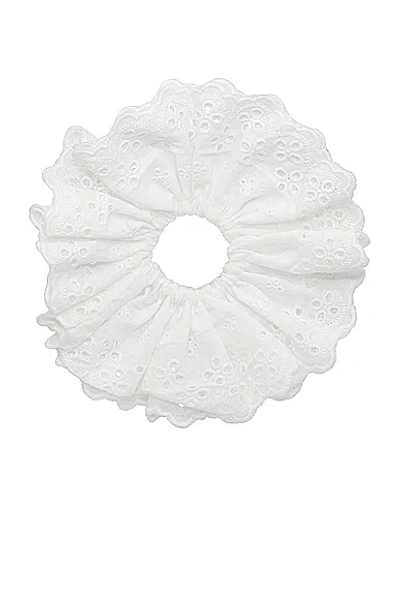 Emi Jay Eyelet Scrunchie In White