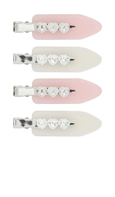 Emi Jay Popstar Clip Set Of 4 In Silver