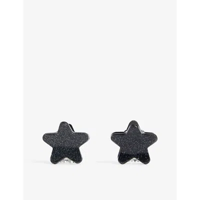 Emi Jay Womens Black Tinsel Star-shaped Set Of Two Hair Clips