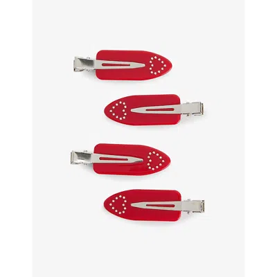 Emi Jay Womens Amour Rouge Popstar Hair Clips Set Of Four
