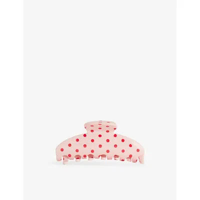 Emi Jay Womens Big Effing Cellulose Acetate Hair Clip Blush Polka Dot In Pink