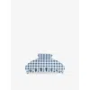 Emi Jay Womens Navy Gingham Big Effing Cellulose-acetate Hair Clip In Blue