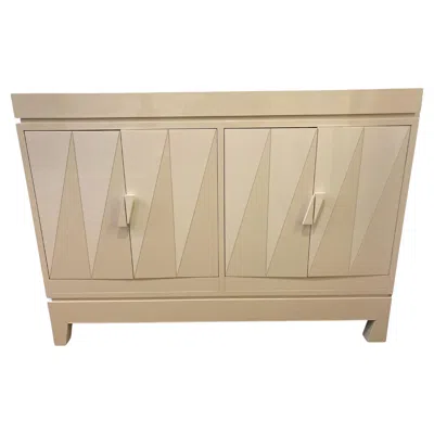 Pre-owned Emiel Veranneman Exquisite  Decoene Decor Cream Lacquer Stereo Cabinet Sideboard In White