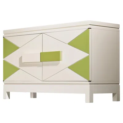 Pre-owned Emiel Veranneman Rare  Cabinet In Off-white And Green Lacquered Wood