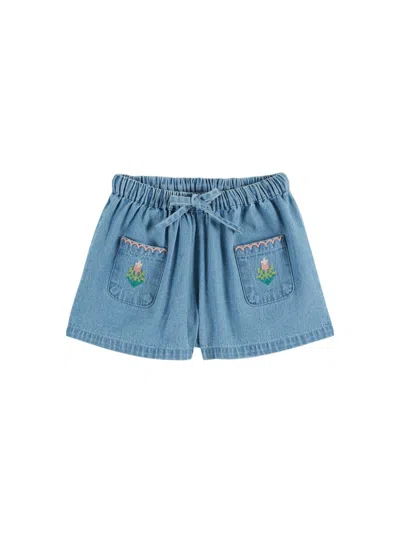 Emile And Ida Emile & Ida Bermuda Denim Brode Rose In Blue
