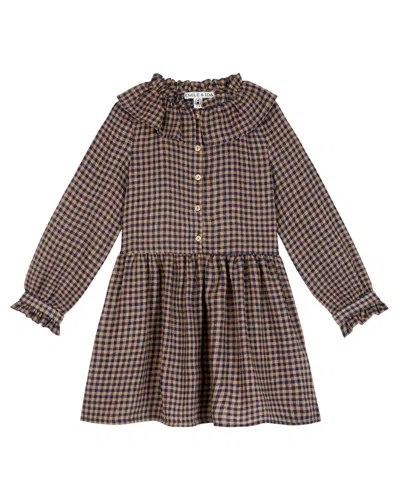 Emile And Ida Kids' Girls Vichy Dress In Multi In Brown