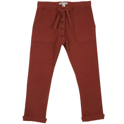 Emile And Ida Kids Cotton Gauze Pants In Brown