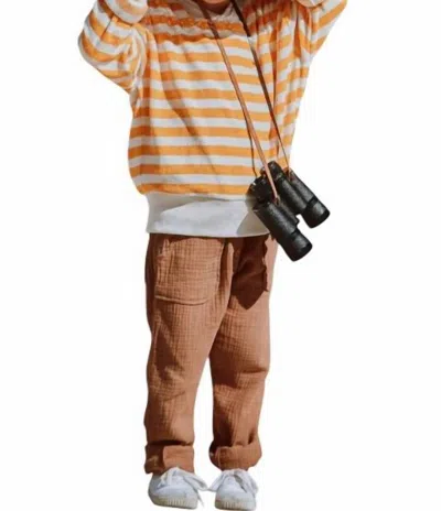 Emile And Ida Kids Cotton Gauze Pants In Cookie In Multi