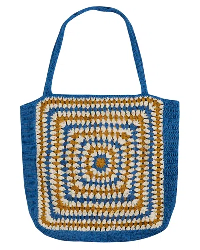 Emile And Ida Large Crochet Handbag In Blue