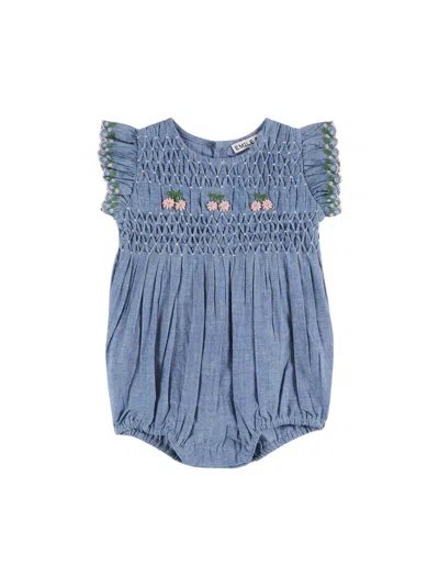 Emile And Ida Emile & Ida Mini Body Jumpsuit For Baby Girls In Blue