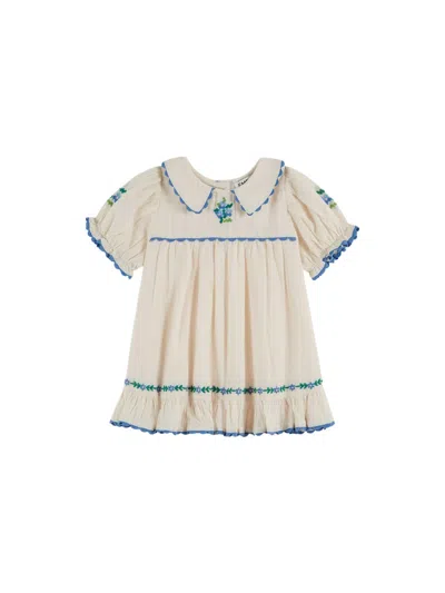 Emile And Ida Emile & Ida Mini Cotton Dress For Girls - Florethestanel In Beige