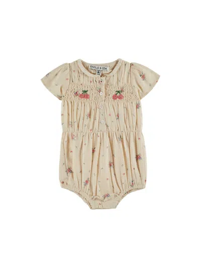 Emile And Ida Emile & Ida Mini Jumpsuit With Roseline Detail In Neutral