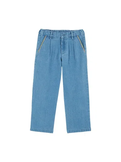 Emile And Ida Emile & Ida Pantaloni Denim Con Ciliegie In Blue