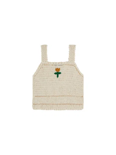 Emile And Ida Emile & Ida Top Crochet Con Tulipano In Neutral