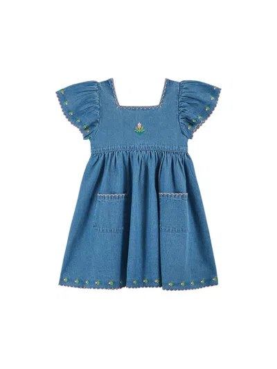 Emile And Ida Emile & Ida Vestito Con Fiore In Blue