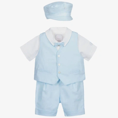 Emile Et Rose Baby Boys Blue Linen & Cotton Shorts Set