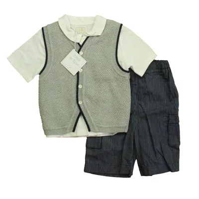 Emile Et Rose Kids' Boys White Gray Blue Apparel Sets In Green