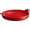 Emile Henry 12-inch Round Deep Dish Pizza Pan, Charcoal In Burgundy