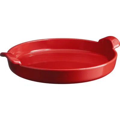 Emile Henry 12-inch Round Deep Dish Pizza Pan, Charcoal In Burgundy