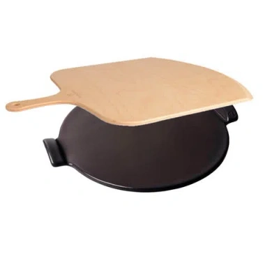 Emile Henry 14.5 Inch Pizza Stone & Peel Gift Set, Charcoal In Black