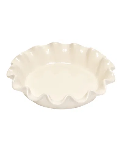 Emile Henry Ceramic 10.4" Ruffled Pie Dish In White