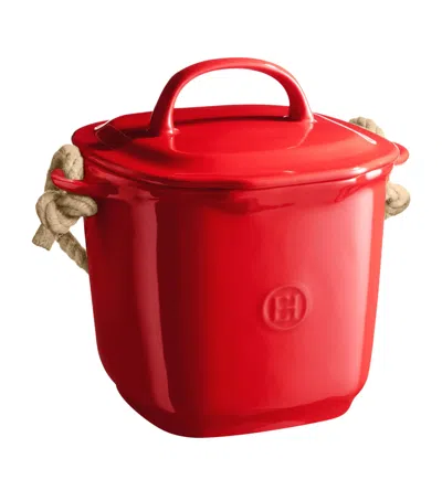 Emile Henry Ceramic Compost Bin In Red