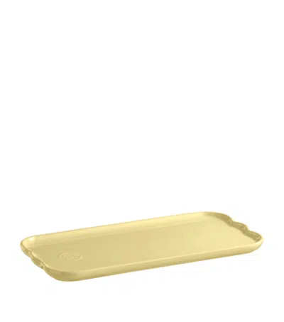 Emile Henry Ceramic Madeline Serving Tray In Gold