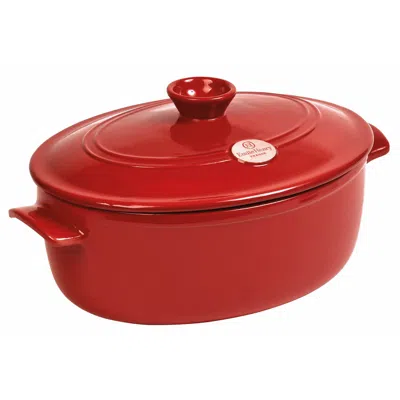Emile Henry Flame 6.3 Quart Oval Stewpot Dutch Oven In Burgundy