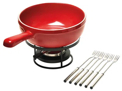 Emile Henry Flame Fondue Set, 2.6 Quart In Burgundy