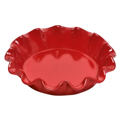 Emile Henry Hr Ceramic 10-inch Ruffled Pie Dish In Red