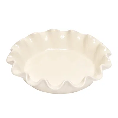 Emile Henry Hr Ceramic 10-inch Ruffled Pie Dish In White