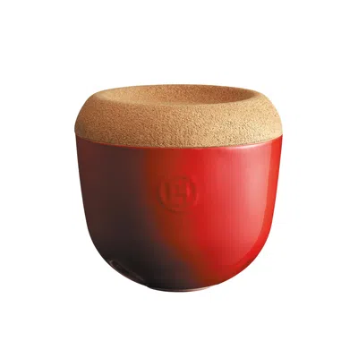 Emile Henry Made In France Garlic Pot In Red