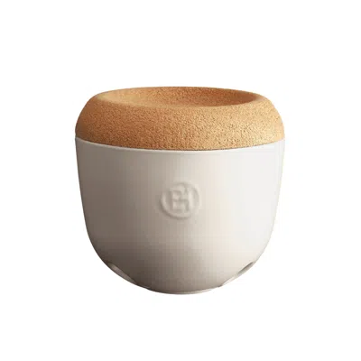 Emile Henry Made In France Garlic Pot In White
