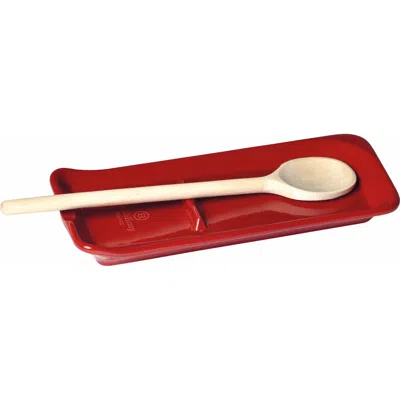 Emile Henry Made In France Ridged Spoon Rest In White