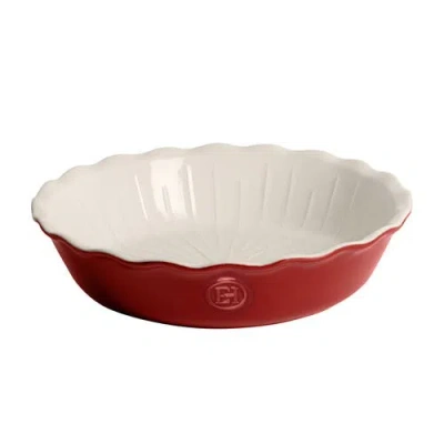 Emile Henry Modern Classics 9-inch Ribbed Pie Dish In Rouge