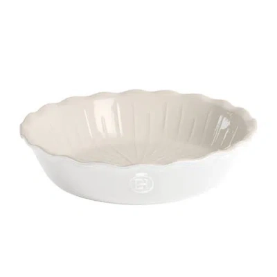 Emile Henry Modern Classics 9-inch Ribbed Pie Dish In White