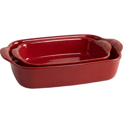 Emile Henry Rectangular Baking Dish, Set Of 2, 2.4 Qt, 3.8 Qt In Red