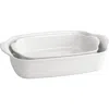 Emile Henry Rectangular Baking Dish, Set Of 2, 2.4 Qt, 3.8 Qt In White