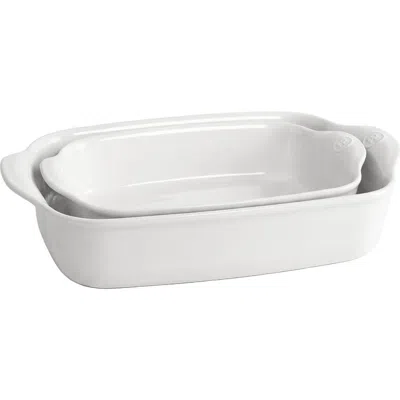 Emile Henry Rectangular Baking Dish, Set Of 2, 2.4 Qt, 3.8 Qt In White
