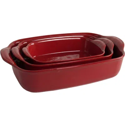 Emile Henry Rectangular Baking Dish, Set Of 3, 1.25 Qt, 2.4 Qt, 3.8 Qt In Burgundy