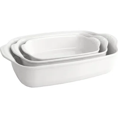 Emile Henry Rectangular Baking Dish, Set Of 3, 1.25 Qt, 2.4 Qt, 3.8 Qt In White